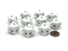 Pack of 10 D10 Arabic Word Number Dice, 1 to 10 - White with Green Words