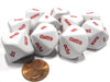 Set of 10 D10 Spanish Word Number Dice, uno-diez - White with Red Letters