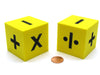 Pack of 2 50mm D6 Square Foam Operation Dice - Yellow with Black Symbols