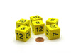 Pack of 6 25mm D6 Square Foam Dice Numbered 7 to 12 - Yellow with Black Numbers