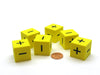 Pack of 6 25mm D6 Square Foam Dice Add Subtract Operations - Yellow with Black