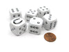 Pack of 6 20mm Koplow Games Horseshoe Lucky Dice - White with Black Etches