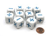 Pack of 10 D6 20mm Add Subtract Multiply Divide Function Dice - White with Blue