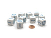 Pack of 10 20mm D6 Math Operation Six Function Word Dice - White with Blue