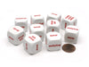 Pack of 10 D6 20mm 6 Math Function Spanish Word Dice - White with Red