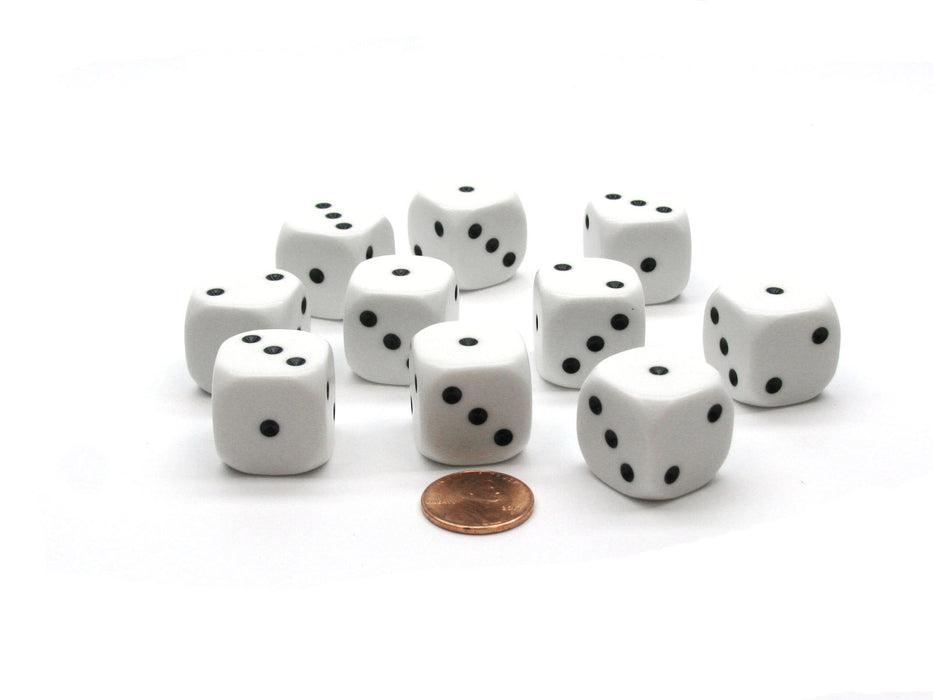 Pack of 10 20mm 6-Sided D3 Spot Dice Numbered 1-3 Twice - White with Black Pips