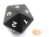 55mm Jumbo 20-Sided D20 Countdown Dice - Opaque Black with White Numbers