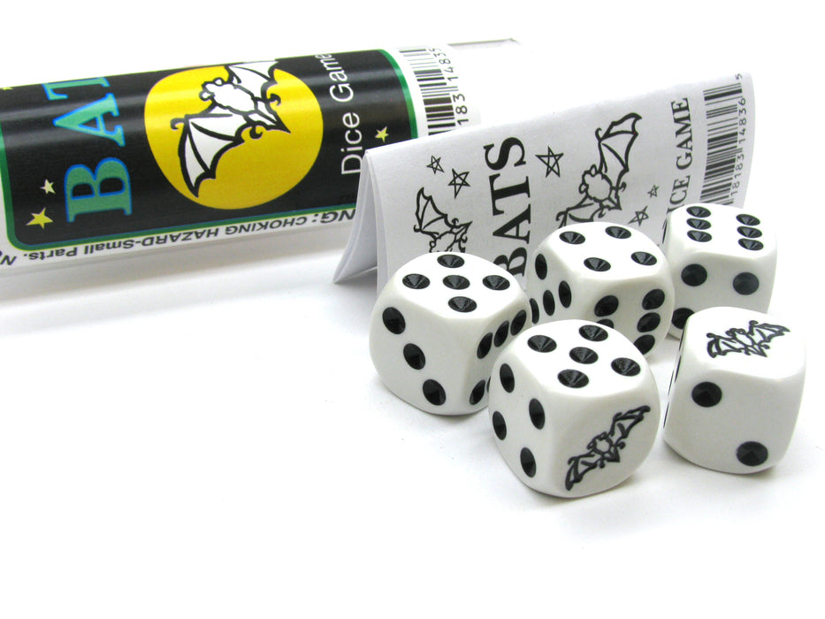 Bat Dice Game 5 Dice Set with Travel Tube and Instructions