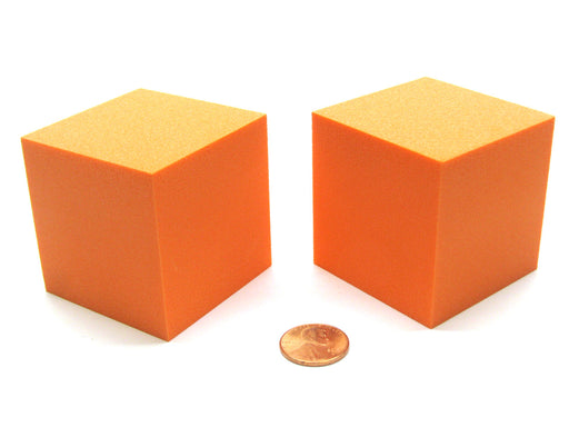 Pack of 2 50mm Six Sided D6 Blank Orange Foam Dice