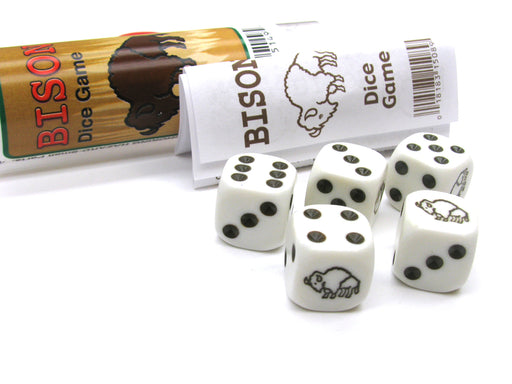 Bison Dice Game 5 Dice Set with Travel Tube and Instructions