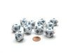 Pack of 10 D10 Korean Numbers Dice Numbered 1 to 10 - White with Blue Etches