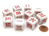 Pack of 10 20mm D6 Japanese and Chinese Number Dice 1 to 6 - White with Red