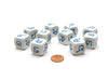 Pack of 10 20mm D6 Thai Numbers Numbered 1 to 6 - White with Blue Etches
