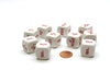Pack of 10 20mm D6 Thai Word Numbers Numbered 1 to 6 - White with Red Etches