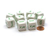 Pack of 10 20mm D6 Arabic Word Numbers Numbered 1 to 6 - White with Green Etches