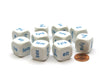 Pack of 10 20mm D6 Swedish Word Numbers 1 to 6 - White with Blue Etches