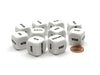 Pack of 10 20mm D6 German Interrogatory Dice - White with Black Words