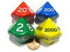 Set of 4 Jumbo 29mm Place Value D10 Dice - Number Die for Counting 0 to 9,999