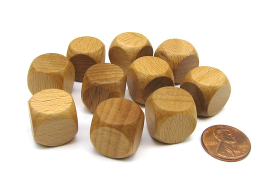Pack of 10 16mm Wooden Blank Dice - 'Dark' Wood