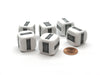 Pack of 6 22mm D6 Thick and Thin Dice - White with Black Etches