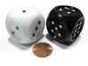 Set of 2 Large 32mm Tactile Dice for Seeing Impaired - Inverse Black and White