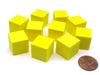 Pack of 10 16mm Blank Foam Dice Cubes with Square Corners - Yellow