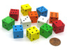 Set of 12 D6 16mm Foam Dice - 2 Each of Blue Green Orange Red White Yellow