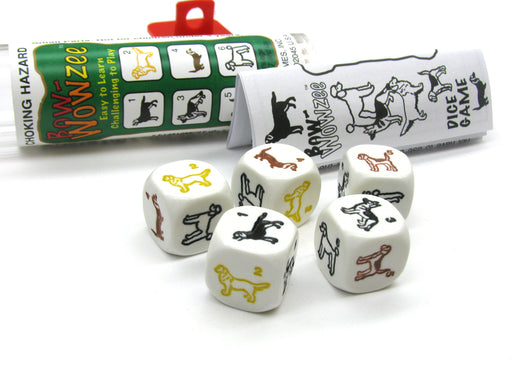 Bow-Wowzee Dog Dice Game 5 Dice Set with Travel Tube and Instructions
