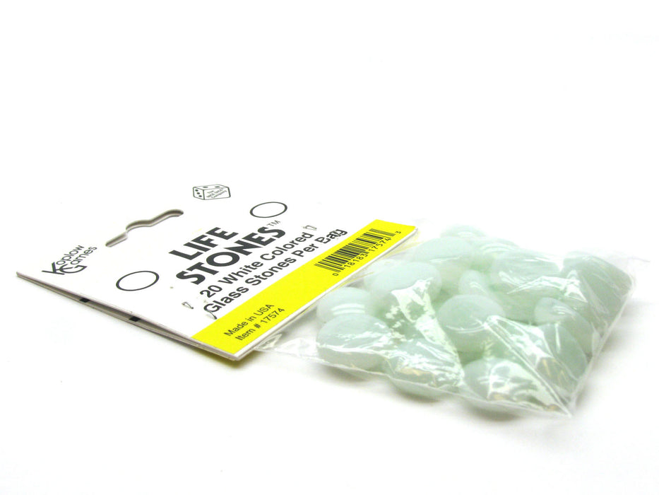 Pack of 20 White Colored Glass Life Stones Counters