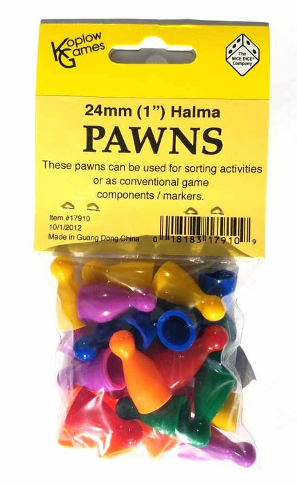Pack of 24 1" Halma Pawns - Color Selection Varies