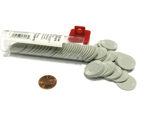 Set of 50 7/8" Easy Stacking Plastic Mini Playing Poker Chips - Gray