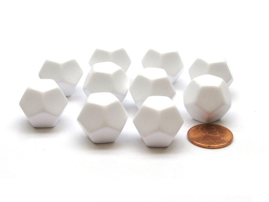Pack of 10 D12 Blank Standard Sized Dice - White