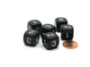 Pack of 6 16mm 6-Sided D3 Round Opaque Numbered 1 to 3 Twice Dice - Black