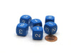 Pack of 6 16mm 6-Sided D3 Round Opaque Numbered 1 to 3 Twice Dice - Blue