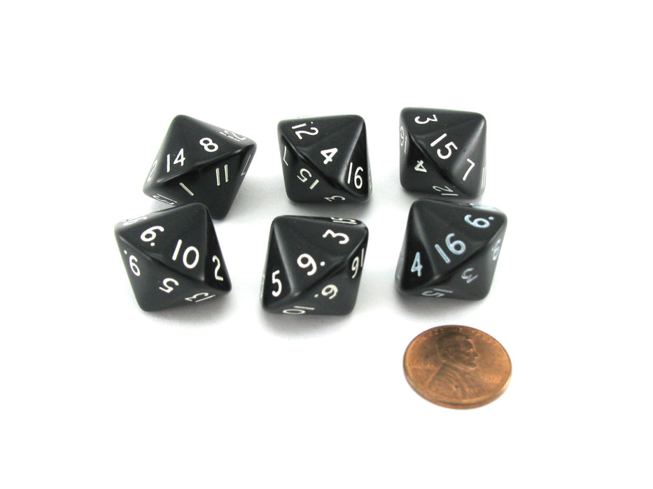 Pack of 6 D16 Koplow Games 16 Sided 20mm Opaque Dice - Black
