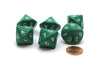 Pack of 6 D7 14-Sided 20mm Numbered 1 to 7 Twice Dice - Green with White