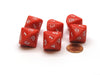 Pack of 6 D7 14-Sided 20mm Numbered 1 to 7 Twice Dice - Red with White