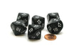 Pack of 6 D10 20mm Numbered 10 to 19 Dice - Black with White