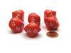Pack of 6 D10 20mm Numbered 10 to 19 Dice - Red with White