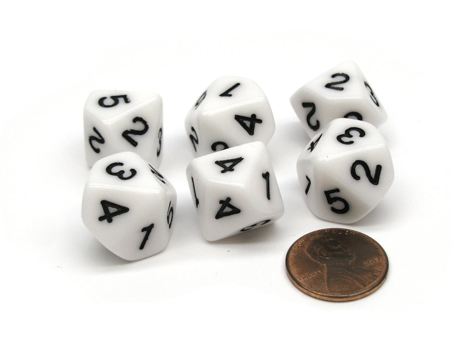 Pack of 6 16mm 10-Sided D5 Numbered 1 to 5 Twice Dice - White with Black