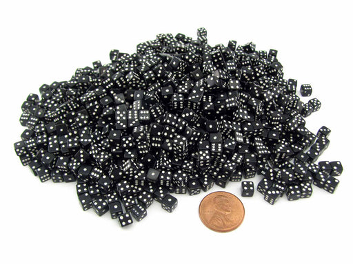 1000 Six Sided D6 5mm .197 Inch Die Small Tiny Mini Miniature Black Dice