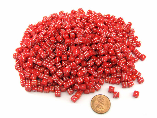 1000 Six Sided D6 5mm .197 Inch Die Small Tiny Mini Miniature Red Dice