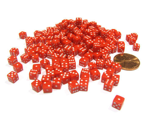 200 Six Sided D6 5mm .197 Inch Die Small Tiny Mini Miniature Red Dice