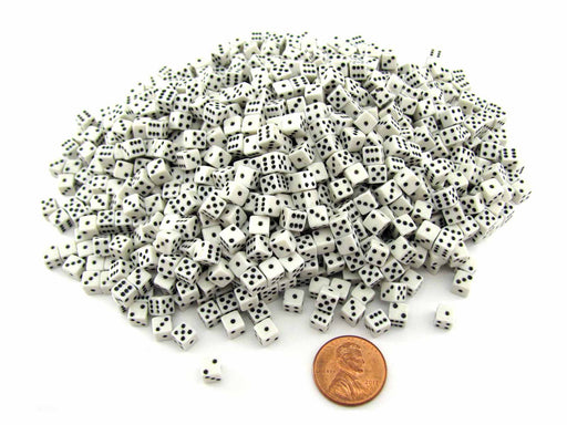 1000 Six Sided D6 5mm .197 Inch Die Small Tiny Mini Miniature White Dice