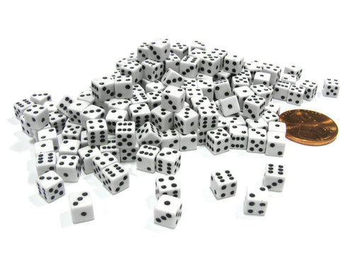 200 Six Sided D6 5mm .197 Inch Die Small Tiny Mini Miniature White Dice