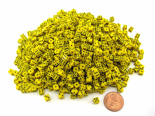 1000 Six Sided D6 5mm .197 Inch Die Small Tiny Mini Miniature Yellow Dice