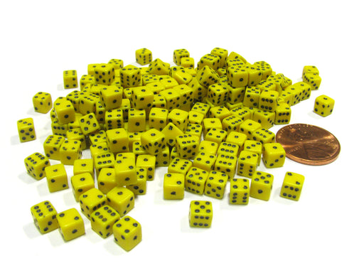 200 Six Sided D6 5mm .197 Inch Die Small Tiny Mini Miniature Yellow Dice