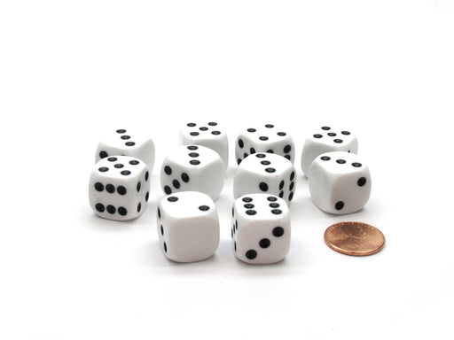 Pack of 10 D6 16mm Round Corner Dice with One Blank Side - White with Black Pips