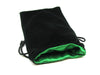 Velvet Dice Bag with Drawstring 5"x8" - Black with Green Interior