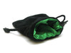 Velvet Dice Bag with Drawstring 3.75"x4" - Black with Green Interior
